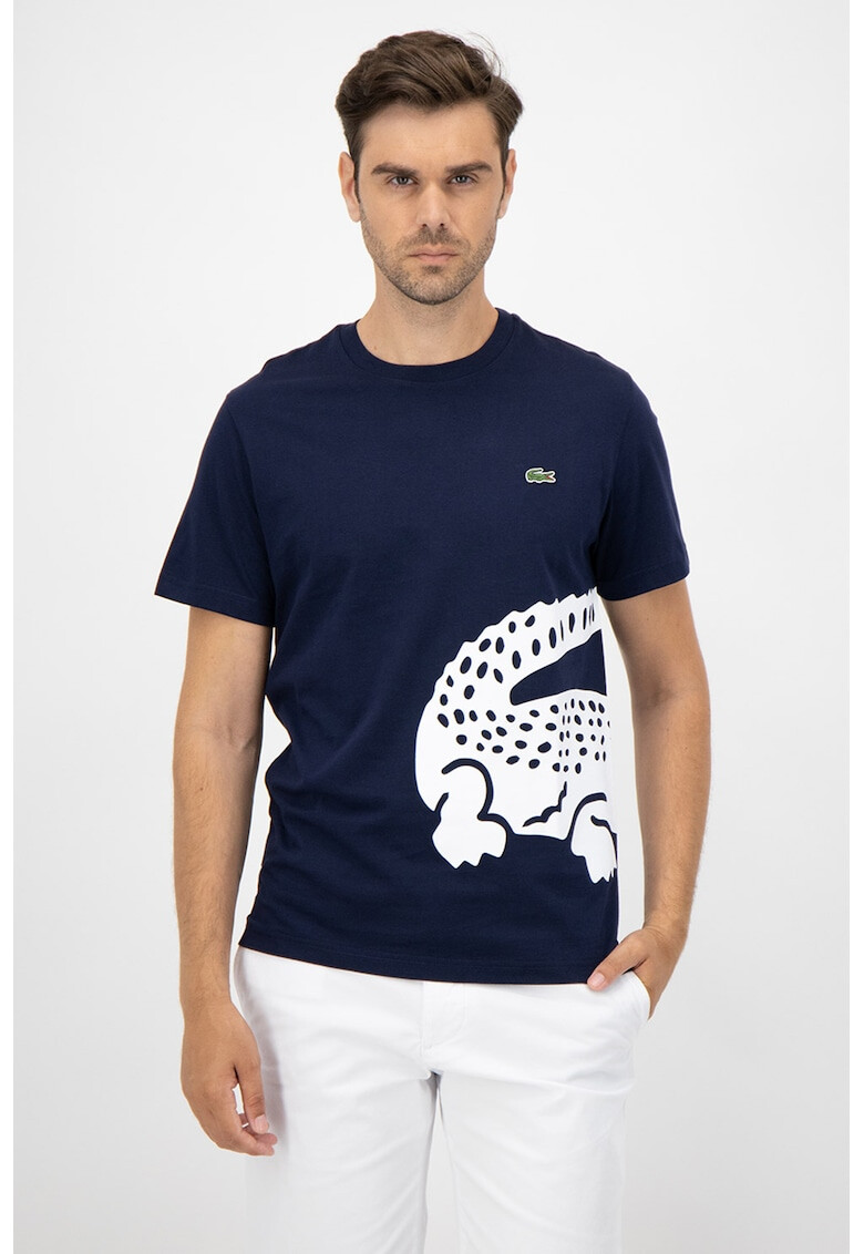 Lacoste Tricou cu decolteu la baza gatului si imprimeu logo supradimensionat - Pled.ro