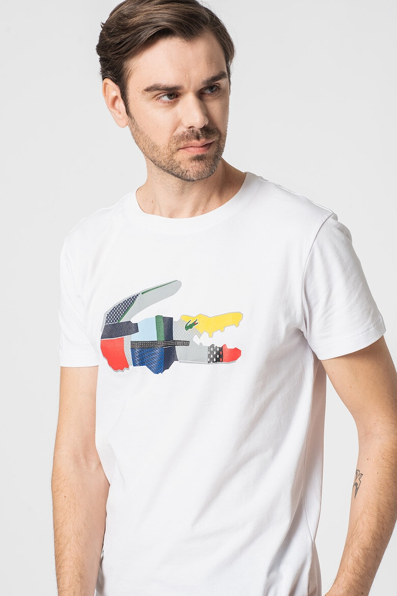 Lacoste Tricou cu decolteu la baza gatului si logo aplicat - Pled.ro