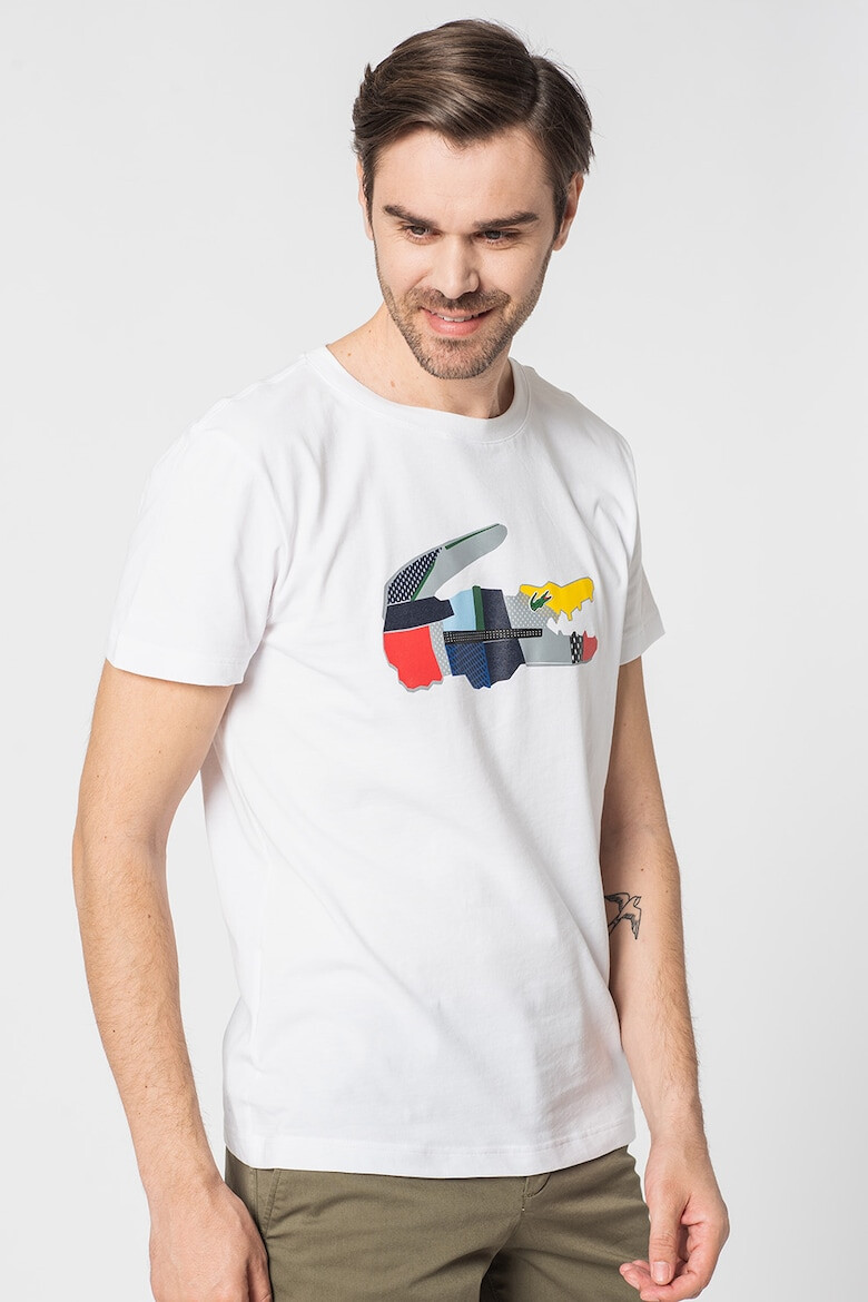 Lacoste Tricou cu decolteu la baza gatului si logo aplicat - Pled.ro