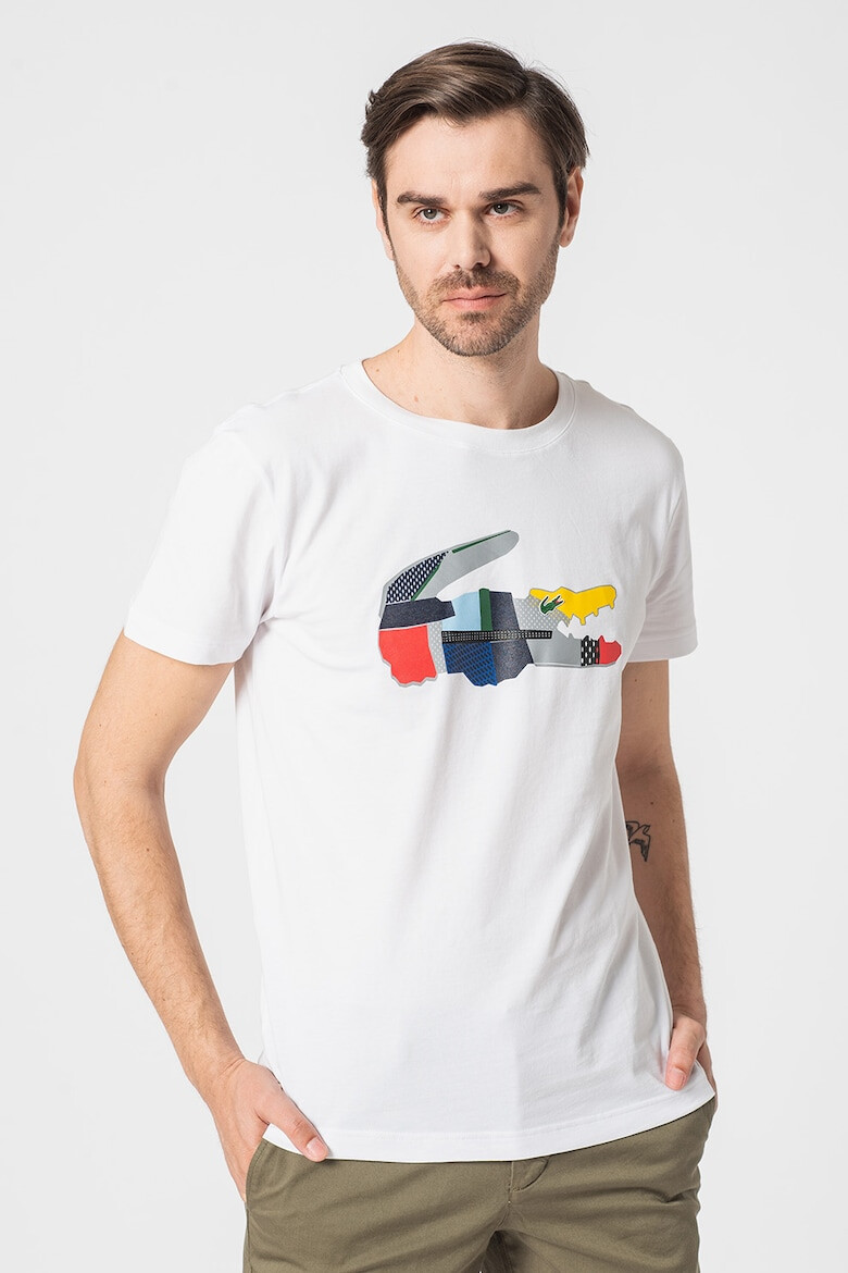 Lacoste Tricou cu decolteu la baza gatului si logo aplicat - Pled.ro