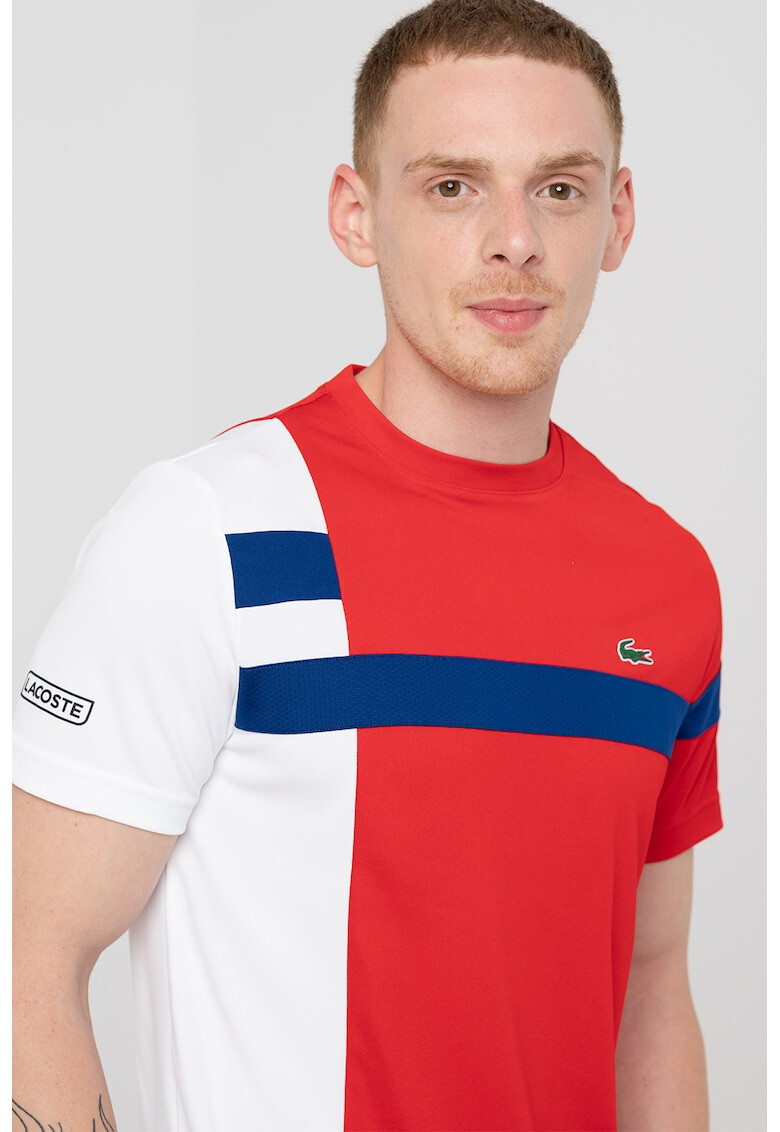 Lacoste Tricou cu decolteu la baza gatului si logo brodat - Pled.ro