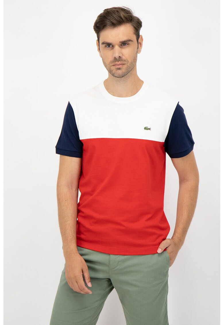 Lacoste Tricou cu decolteu la baza gatului si model colorblock - Pled.ro