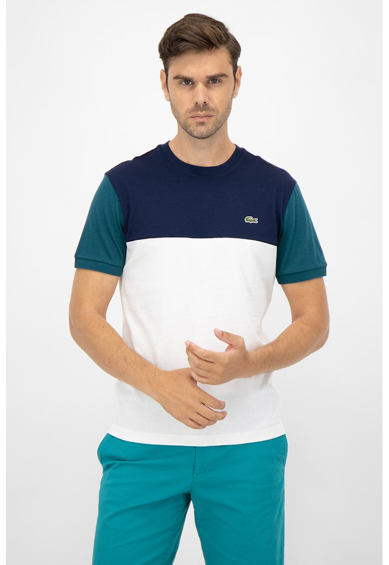 Lacoste Tricou cu decolteu la baza gatului si model colorblock - Pled.ro