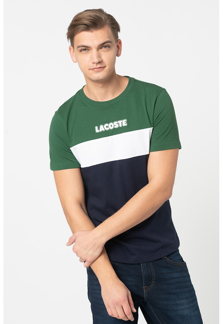 Lacoste Tricou cu decolteu la baza gatului si model colorblock - Pled.ro