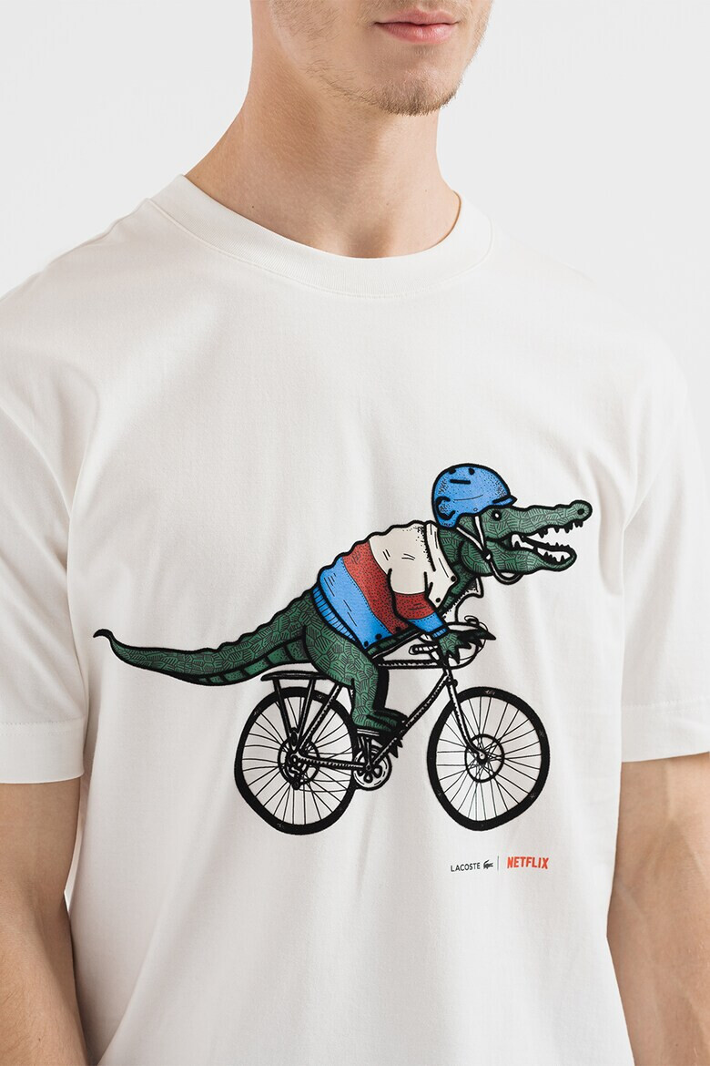 Lacoste Tricou cu imprimeu logo si decolteu la baza gatului - Pled.ro