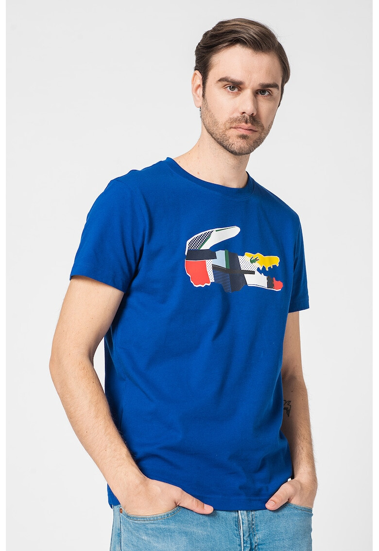 Lacoste Tricou cu decolteu la baza gatului si logo aplicat - Pled.ro