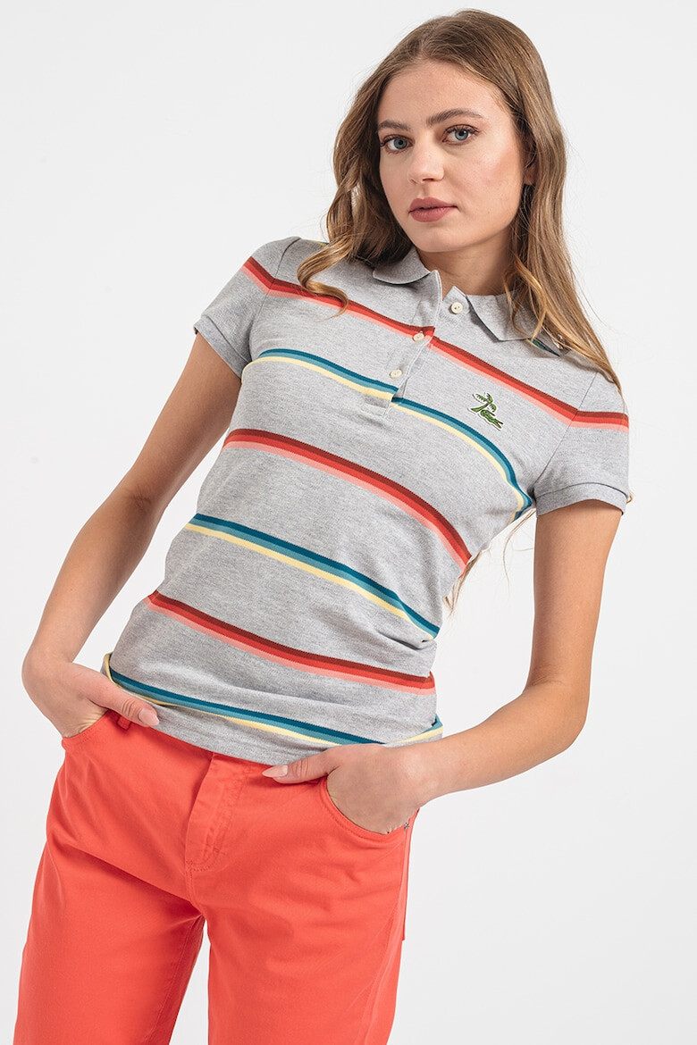 Lacoste Tricou polo cu model in dungi si aspect pique - Pled.ro