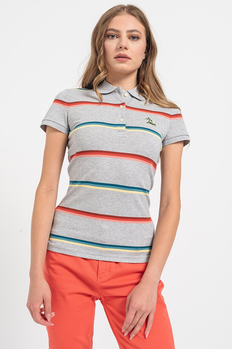 Lacoste Tricou polo cu model in dungi si aspect pique - Pled.ro