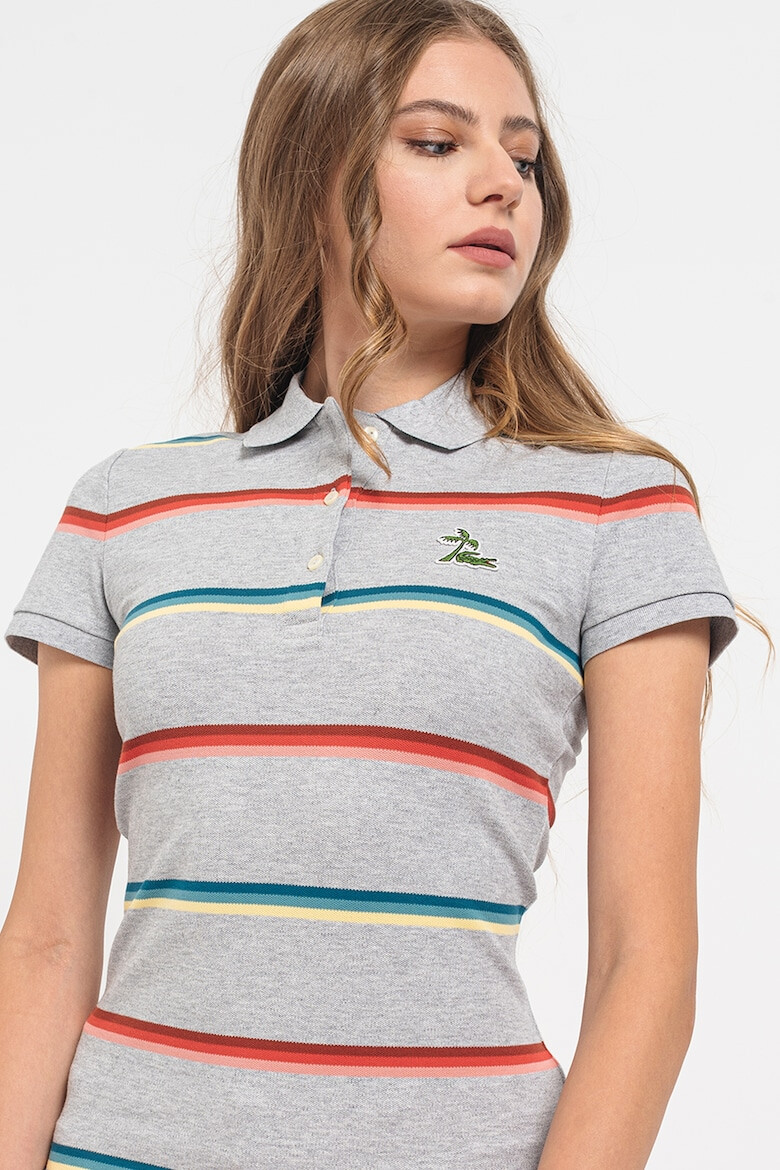 Lacoste Tricou polo cu model in dungi si aspect pique - Pled.ro