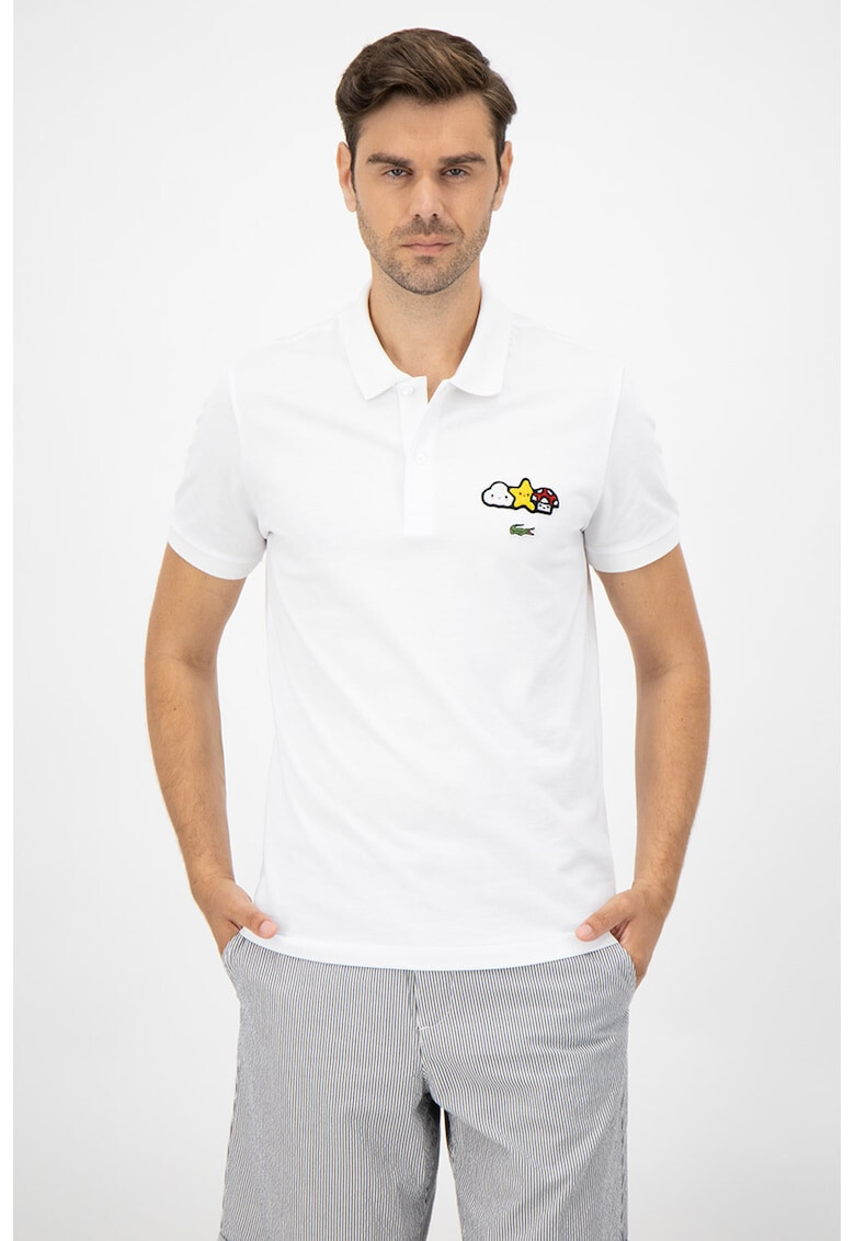 Lacoste Tricou polo de bumbac cu aplicatie grafica pe piept - Pled.ro