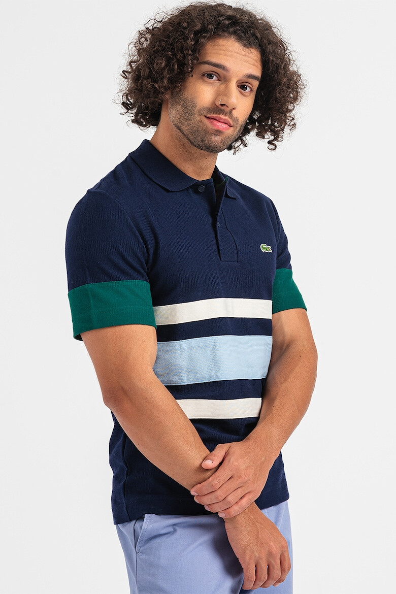 Lacoste Tricou polo din bumbac pique cu dungi - Pled.ro