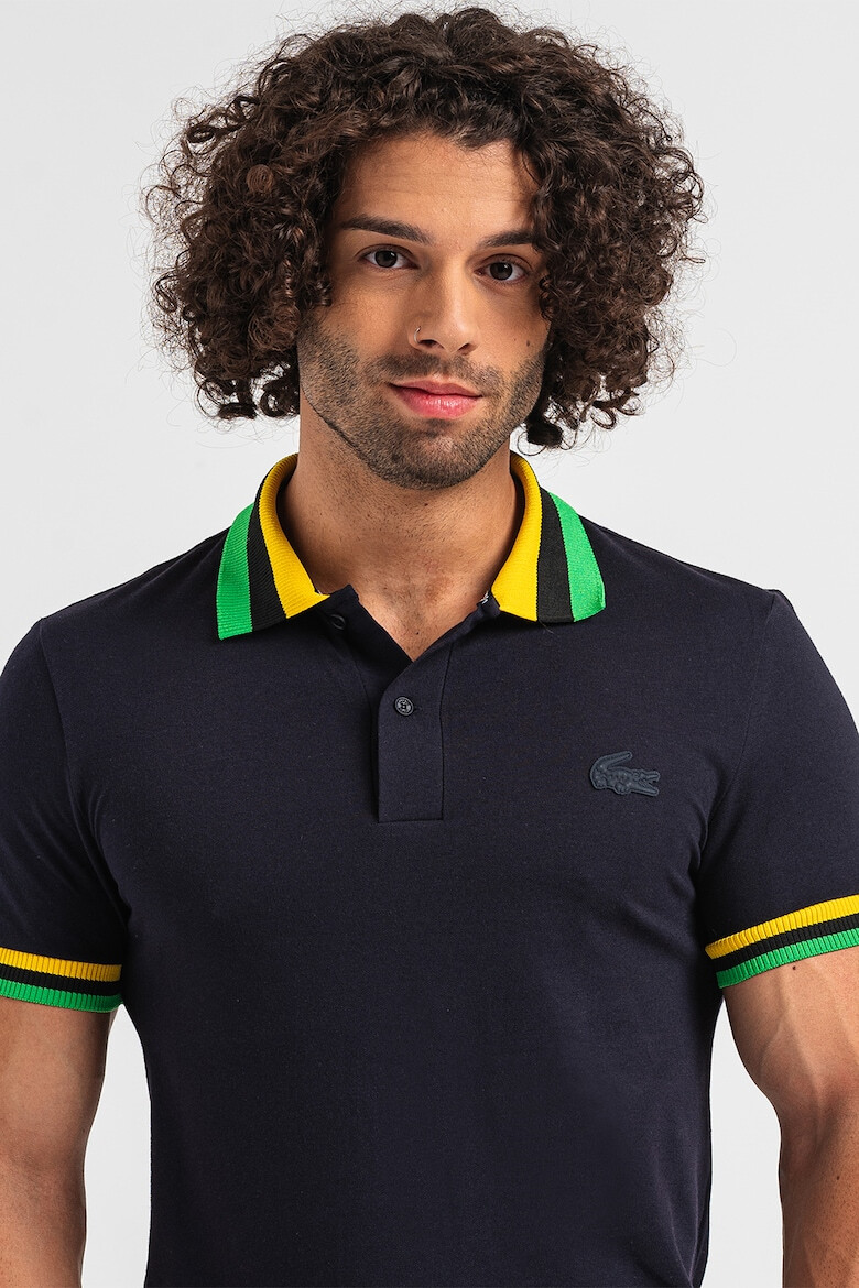 Lacoste Tricou polo din material pique cu detalii cu dungi - Pled.ro