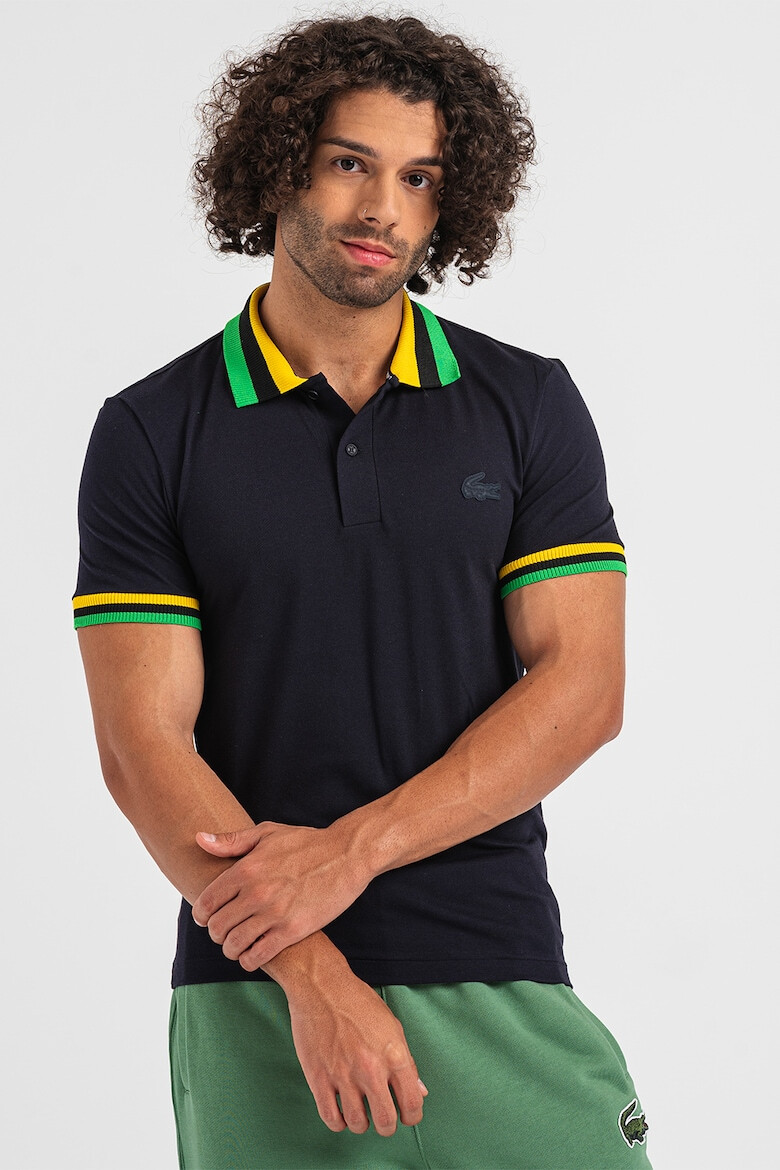 Lacoste Tricou polo din material pique cu detalii cu dungi - Pled.ro