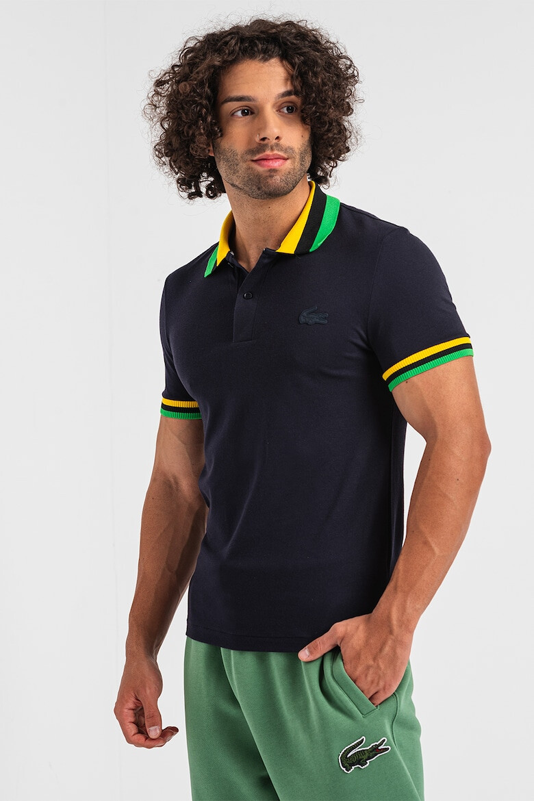 Lacoste Tricou polo din material pique cu detalii cu dungi - Pled.ro