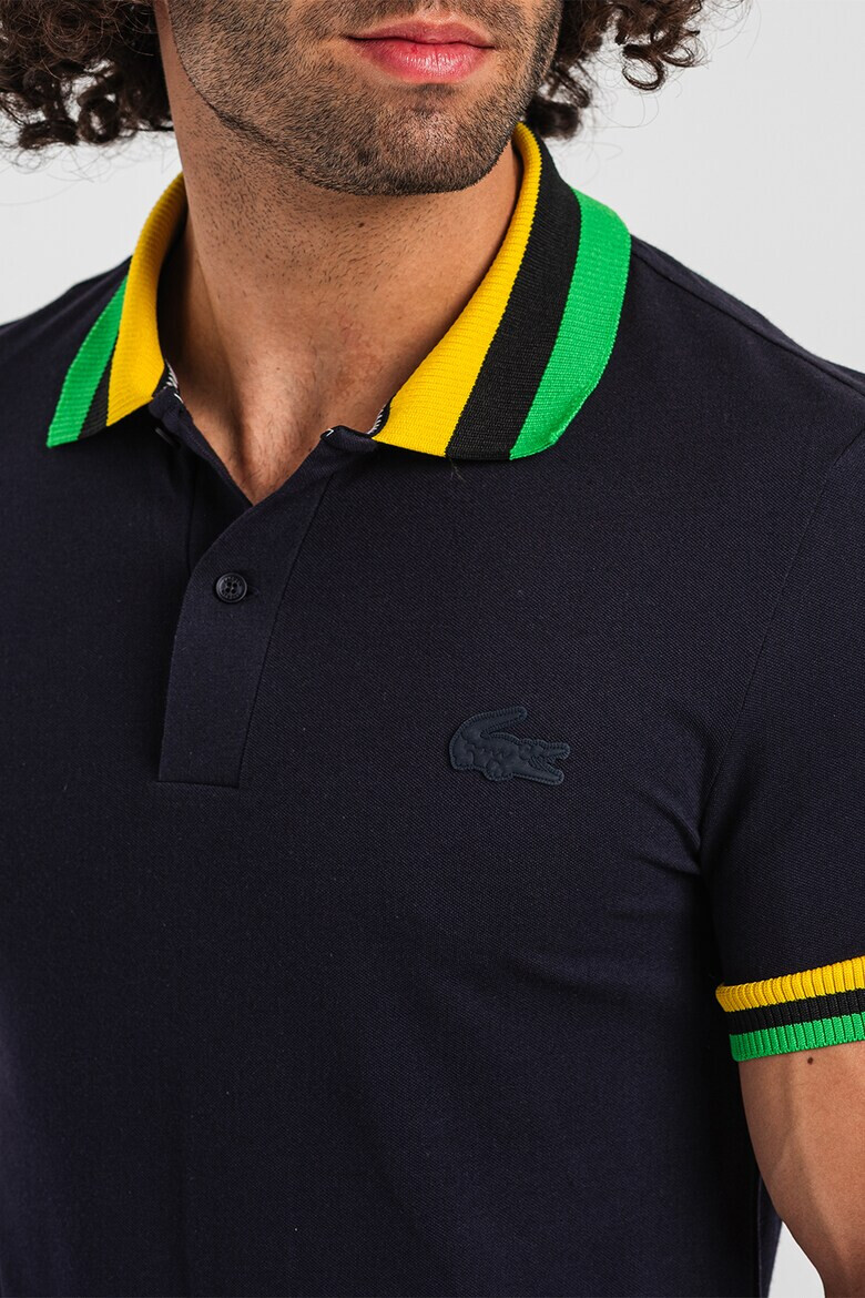 Lacoste Tricou polo din material pique cu detalii cu dungi - Pled.ro