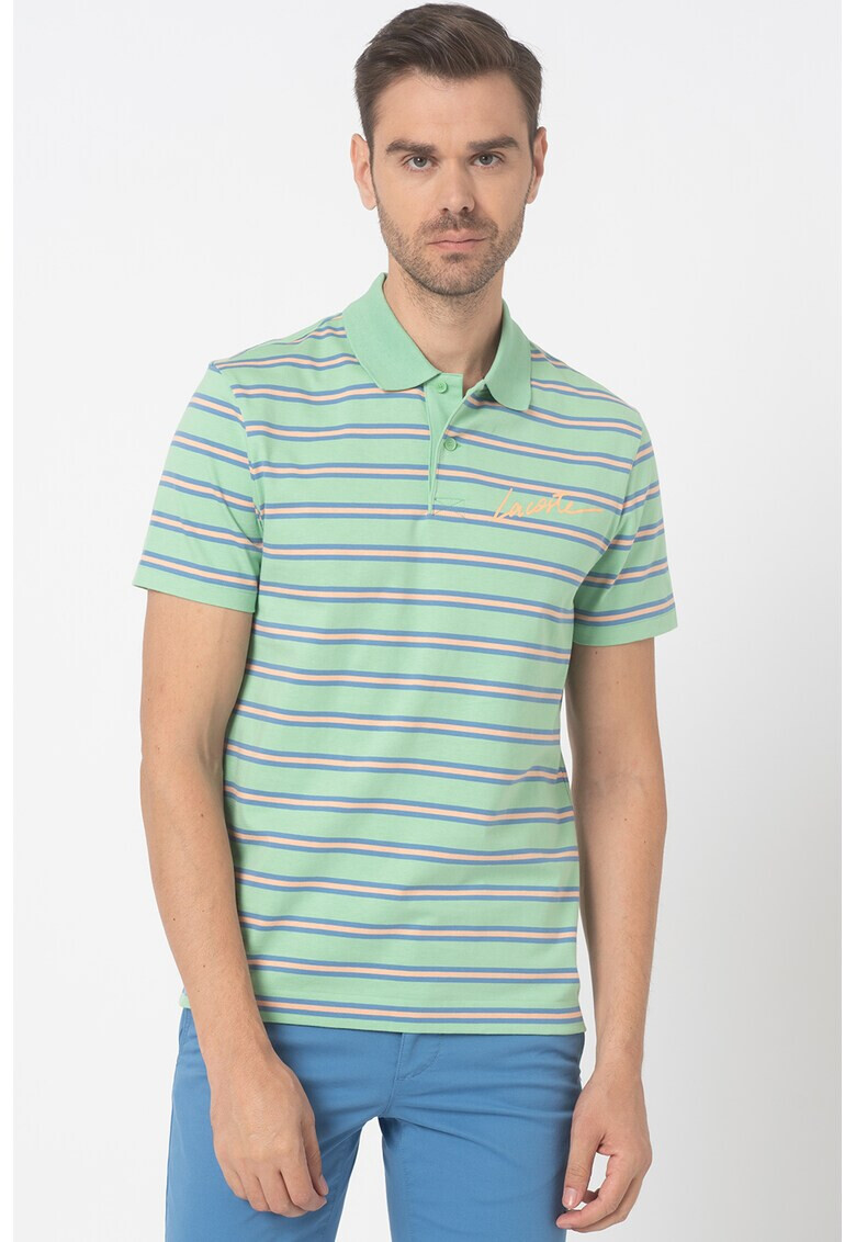 Lacoste Tricou polo in dungi cu imprimeu logo - Pled.ro