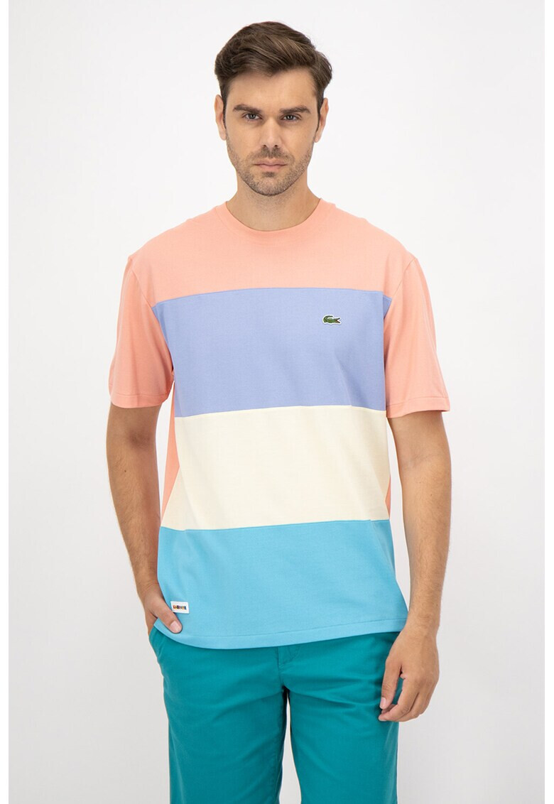 Lacoste Tricou relaxed fit cu decolteu la baza gatului si design colorblock - Pled.ro