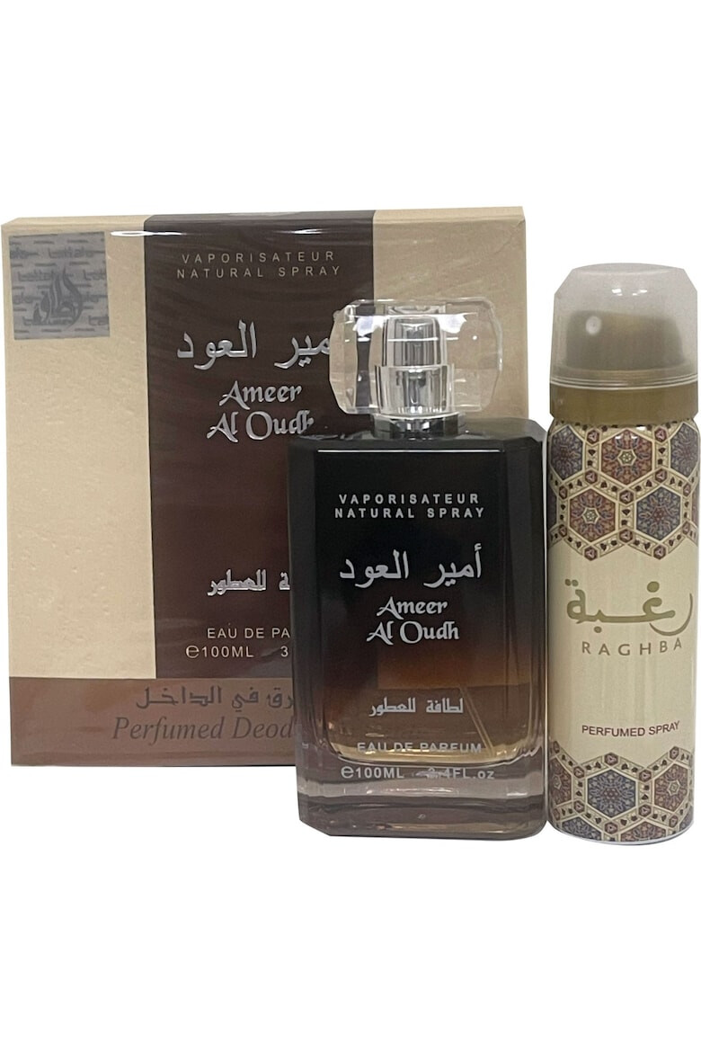 Lattafa Set Ameer al Oud Unisex: Apa de Parfum 100 ml + Deodorant Spray 50 ml - Pled.ro