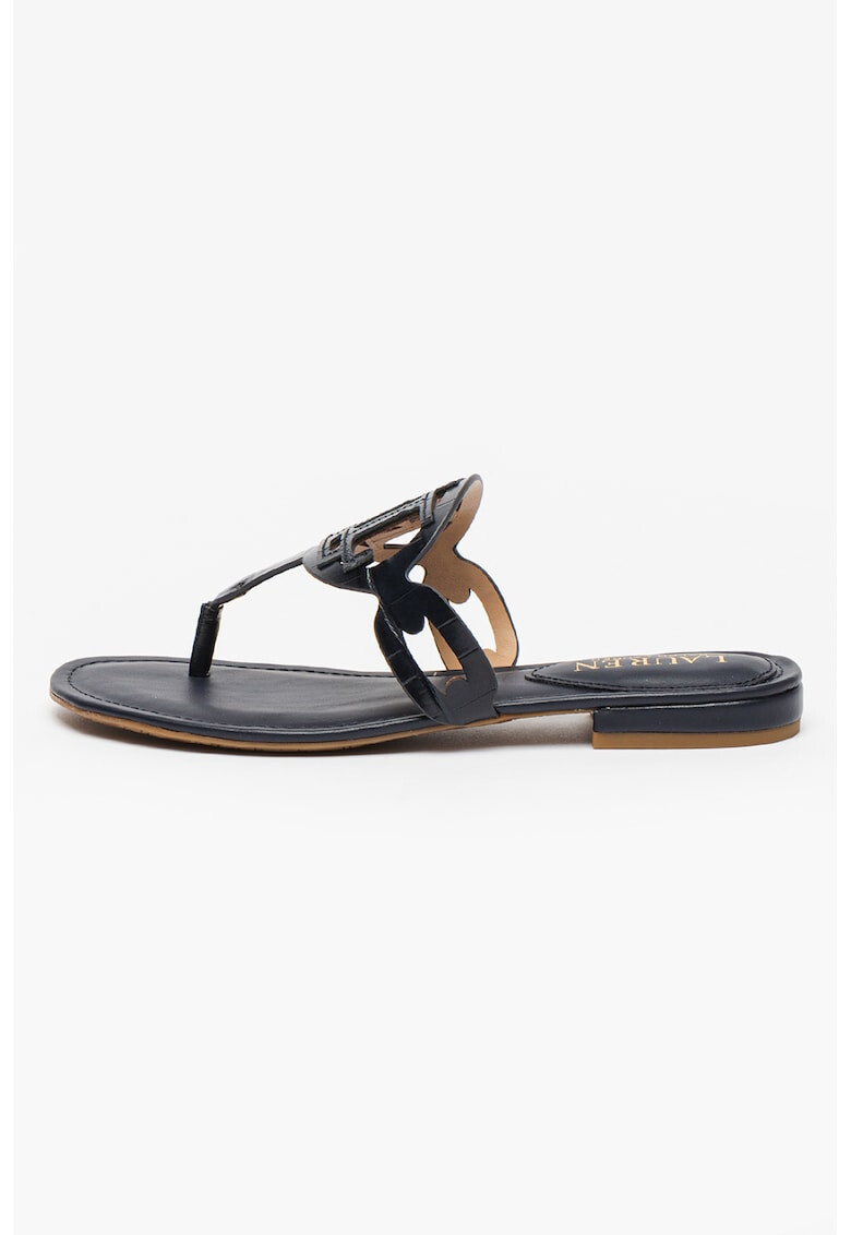 Lauren Ralph Lauren Papuci flip-flop de piele cu bareta separatoare Audrie - Pled.ro