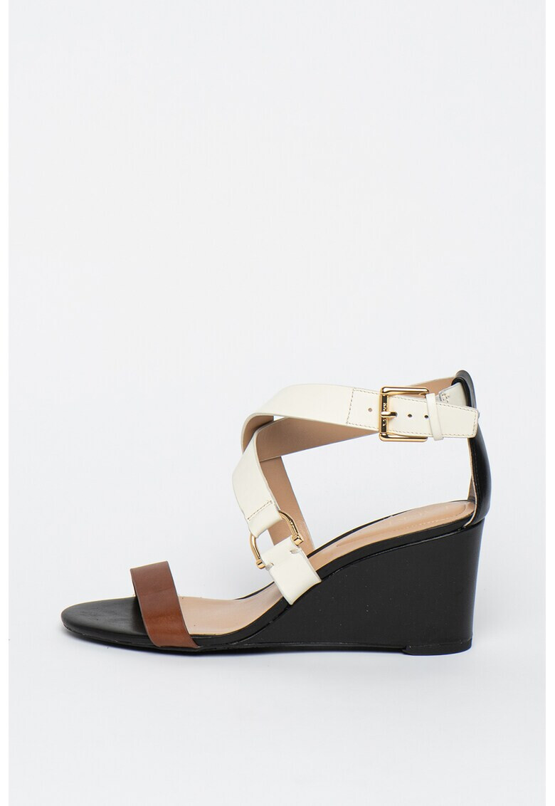 Lauren Ralph Lauren Sandale de piele cu talpa wedge si model colorblock Chadwell - Pled.ro