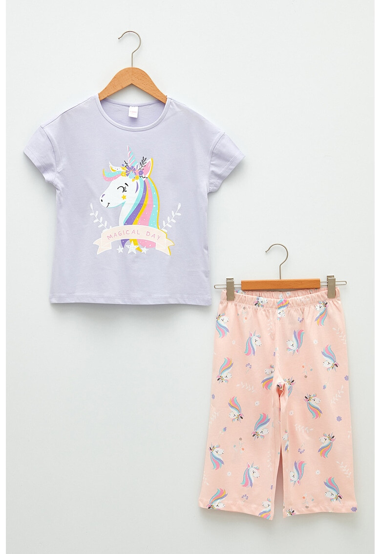 LC WAIKIKI Pijama de bumbac cu imprimeu cu unicorn - Pled.ro