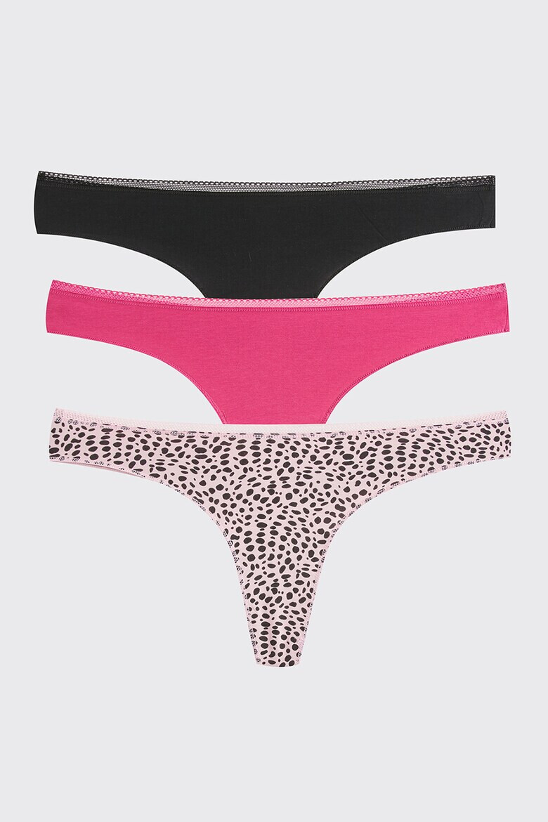 LC WAIKIKI Set de chiloti tanga uni si animal print - 3 perechi - Pled.ro