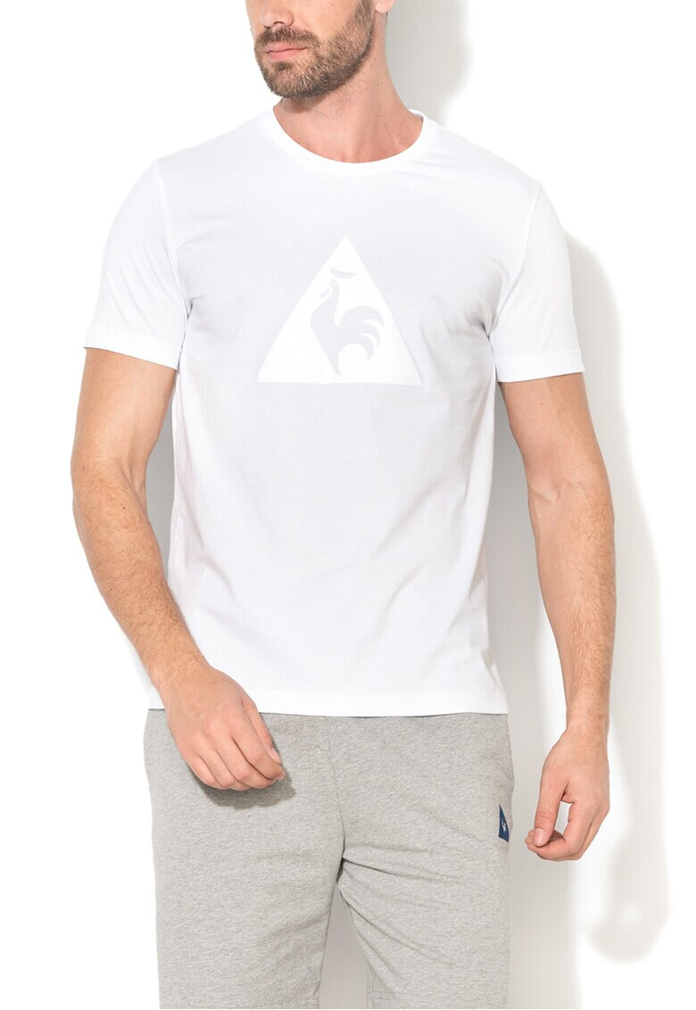 Le Coq Sportif Tricou alb cu decolteu la baza gatului si logo frontal - Pled.ro