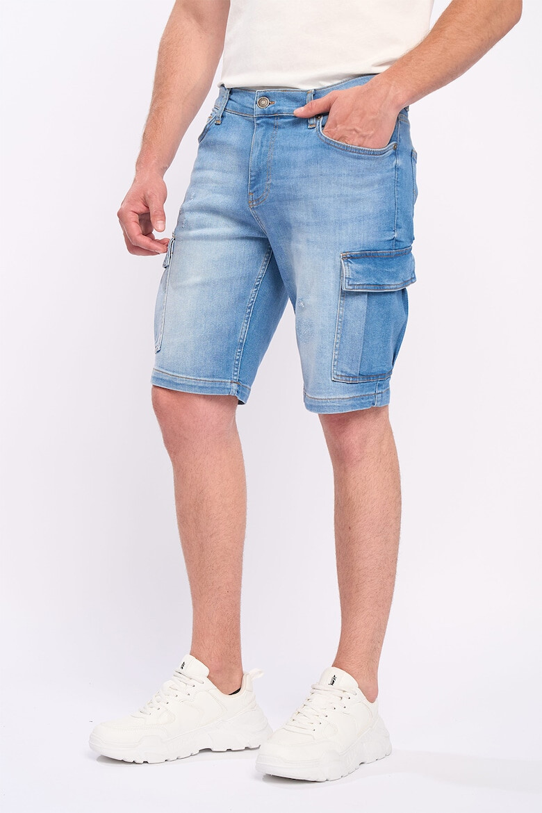 Lee Cooper Bermude cargo din denim cu aspect decolorat - Pled.ro