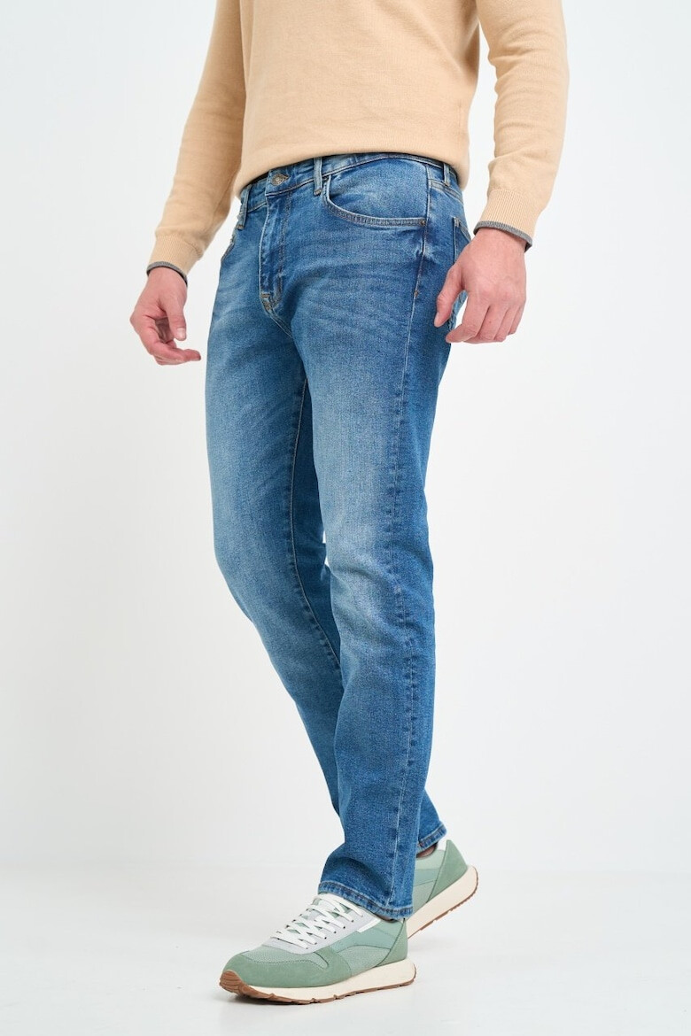 Lee Cooper Blugi barbat high rise straight cu aspect decolorat si logo aplicat Albastru - Pled.ro