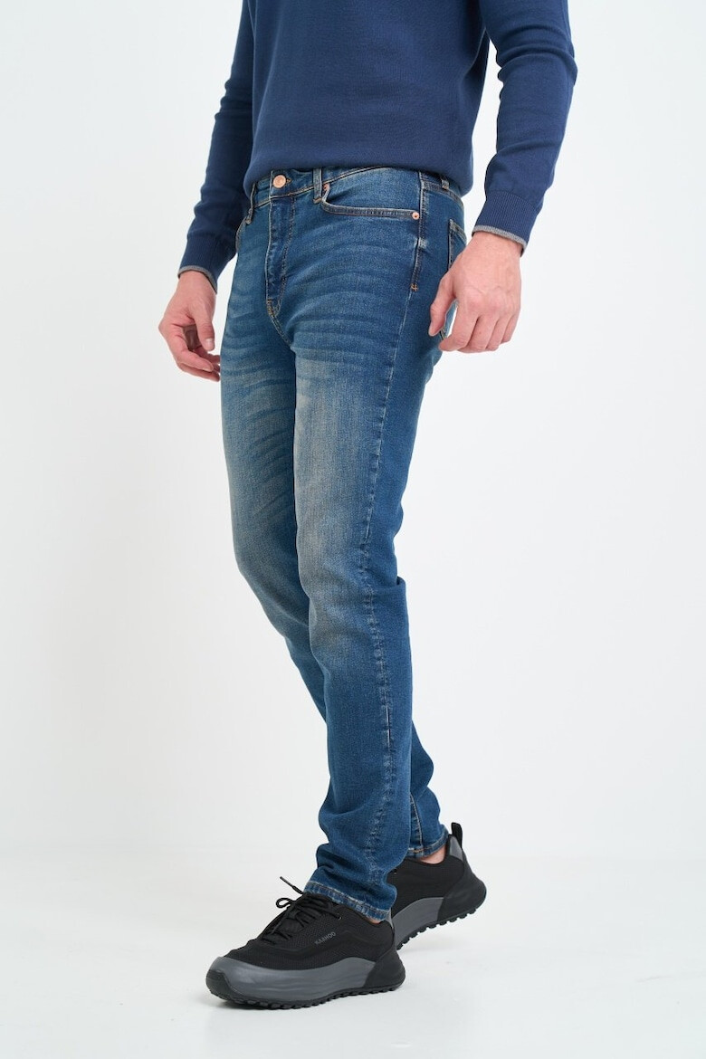 Lee Cooper Blugi barbat slim cu aspect decolorat si cu logo atasat Albastru - Pled.ro