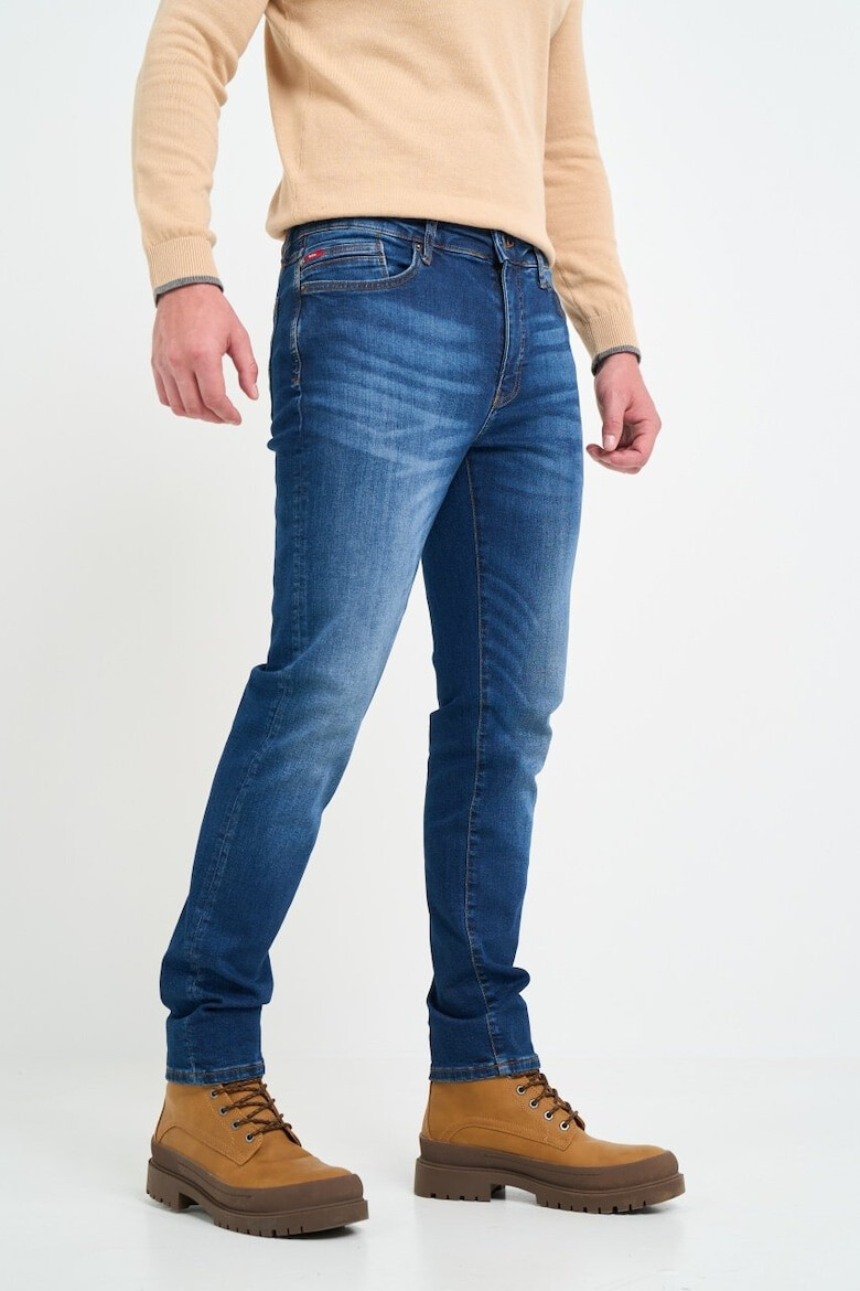 Lee Cooper Blugi barbat slim cu aspect decolorat si logo aplicat Albastru - Pled.ro