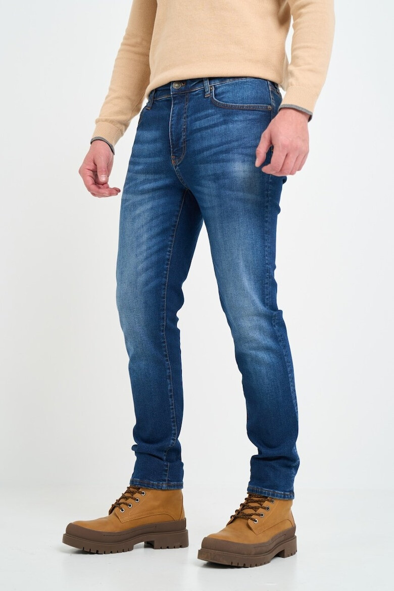 Lee Cooper Blugi barbat slim cu aspect decolorat si logo aplicat Albastru - Pled.ro