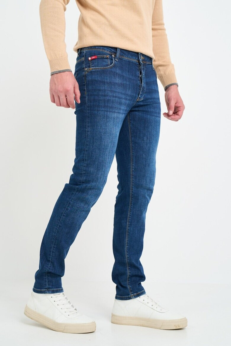 Lee Cooper Blugi barbat slim cu aspect decolorat si logo atasat Albastru - Pled.ro