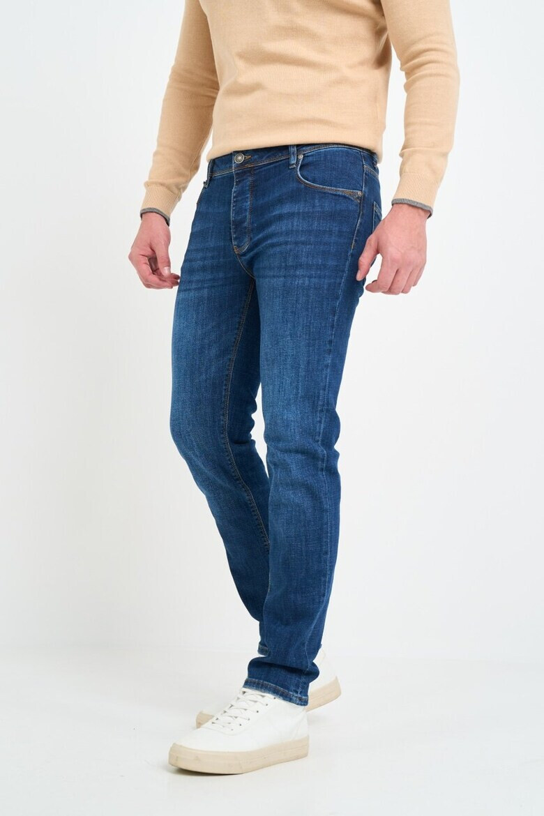 Lee Cooper Blugi barbat slim cu aspect decolorat si logo atasat Albastru - Pled.ro