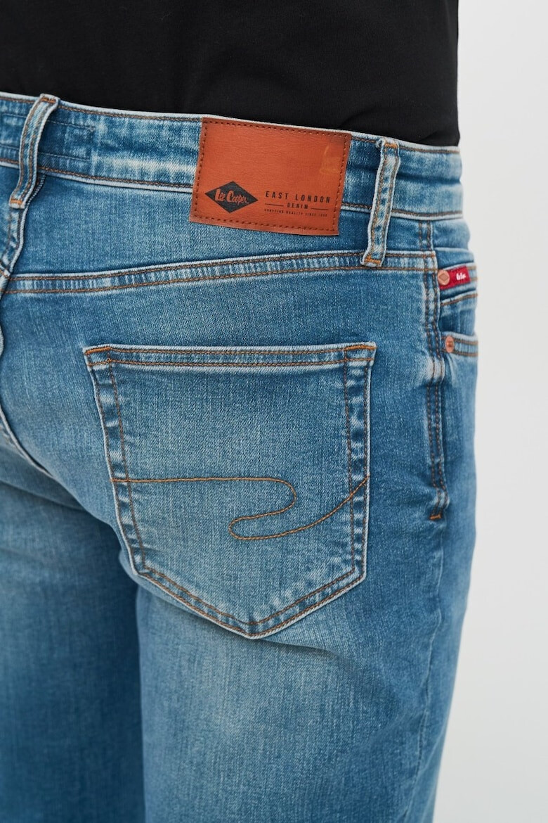 Lee Cooper Blugi barbat slim cu logo si aspect decolorat Albastru - Pled.ro