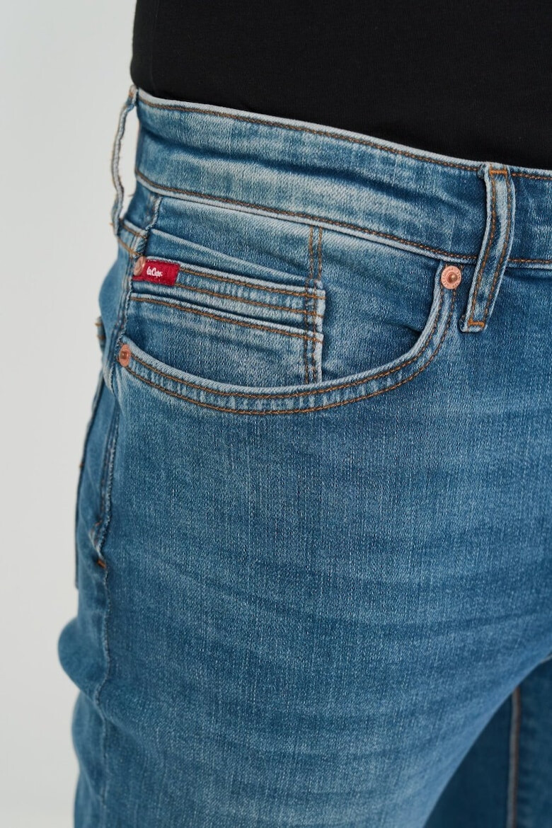 Lee Cooper Blugi barbat slim cu logo si aspect decolorat Albastru - Pled.ro