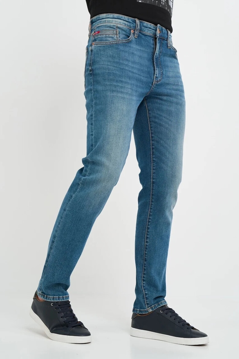 Lee Cooper Blugi barbat slim cu logo si aspect decolorat Albastru - Pled.ro