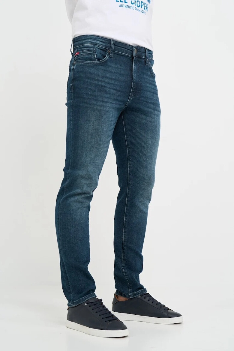 Lee Cooper Blugi barbat slim cu un aspect decolorat si logo atasat Albastru - Pled.ro