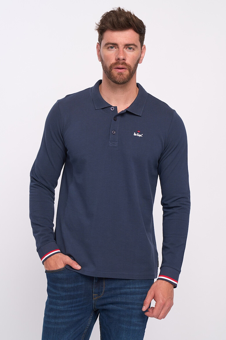 Lee Cooper Bluza de bumbac cu maneci lungi si decolteu polo - Pled.ro