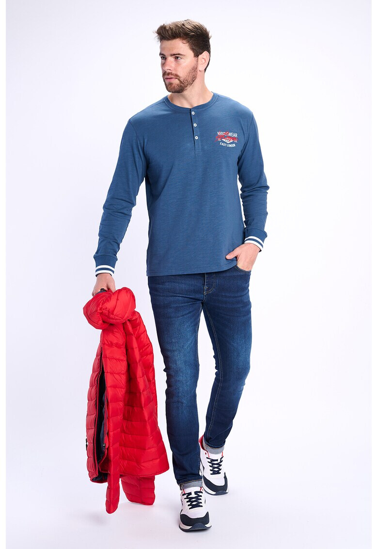 Lee Cooper Bluza Henley cu logo brodat - Pled.ro