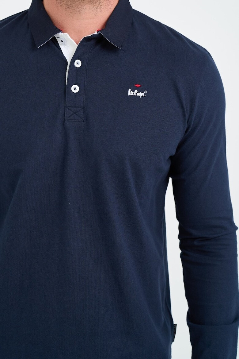 Lee Cooper Bluza polo de bumbac cu fenta cu nasturi - Pled.ro