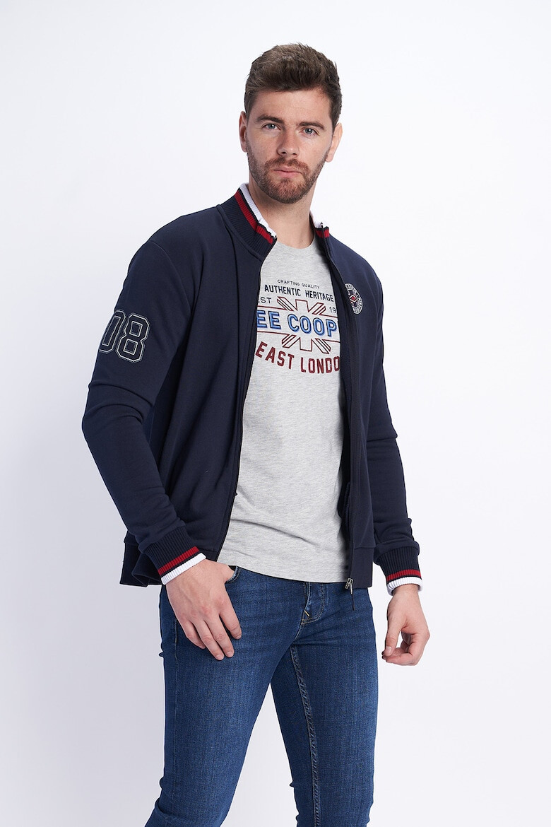 Lee Cooper Bluza sport din amestec de bumbac cu fermoar si detalii contrastante - Pled.ro