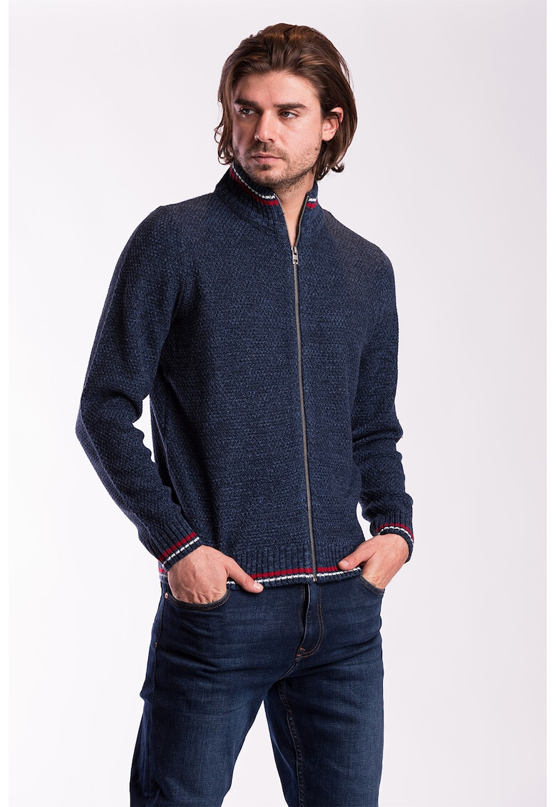 Lee Cooper Cardigan cu fermoar si terminatii contrastante - Pled.ro