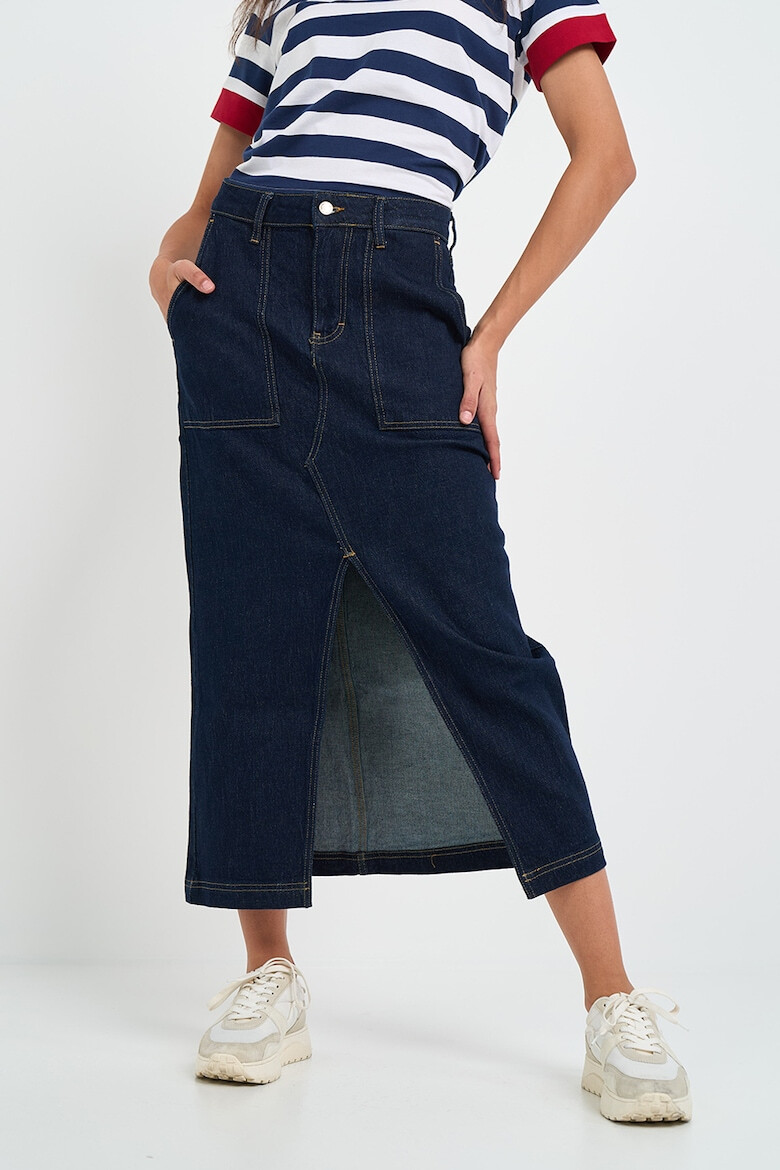 Lee Cooper Fusta midi de denim cu slit frontal - Pled.ro