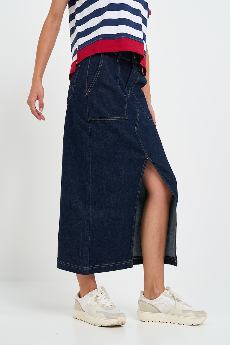 Lee Cooper Fusta midi de denim cu slit frontal - Pled.ro