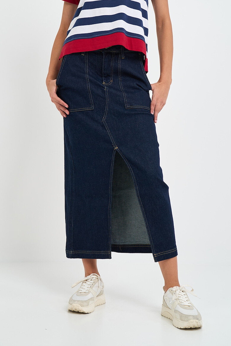 Lee Cooper Fusta midi de denim cu slit frontal - Pled.ro