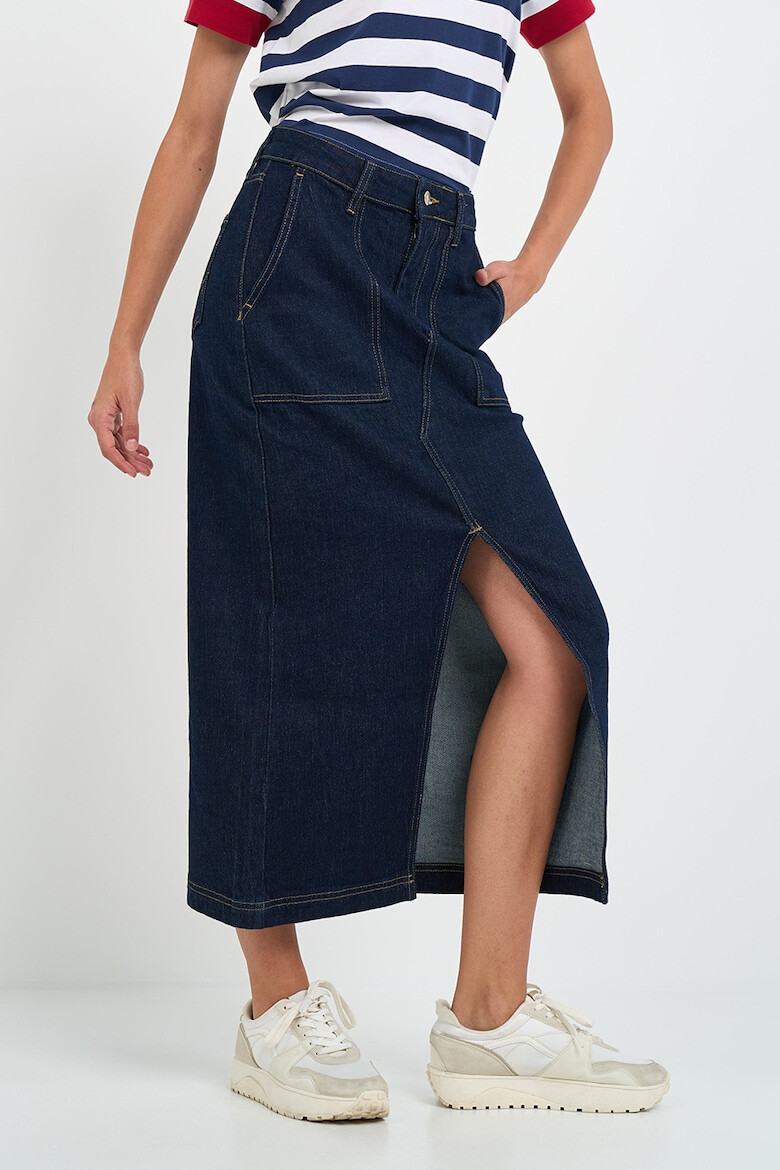 Lee Cooper Fusta midi de denim cu slit frontal - Pled.ro