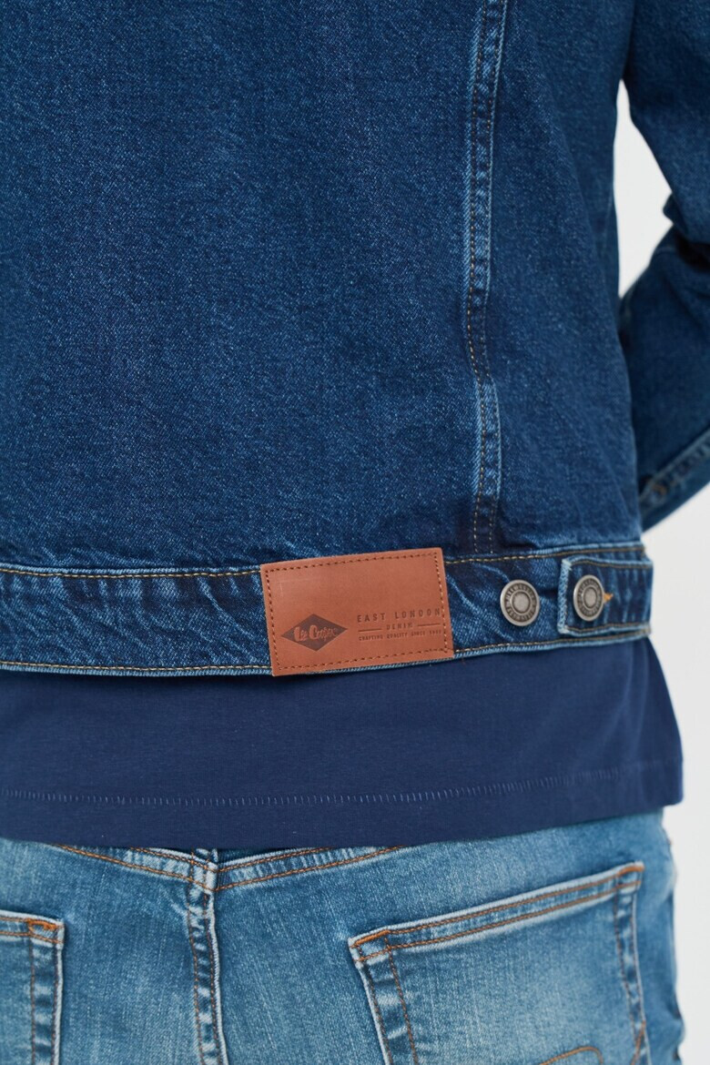 Lee Cooper Jacheta barbat din denim cu buzunare si logo Albastru - Pled.ro