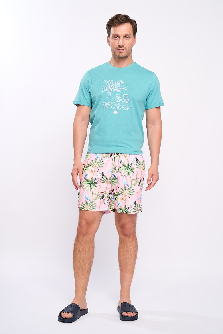 Lee Cooper Pantaloni scurti de baie cu model tropical si talie ajustabila - Pled.ro