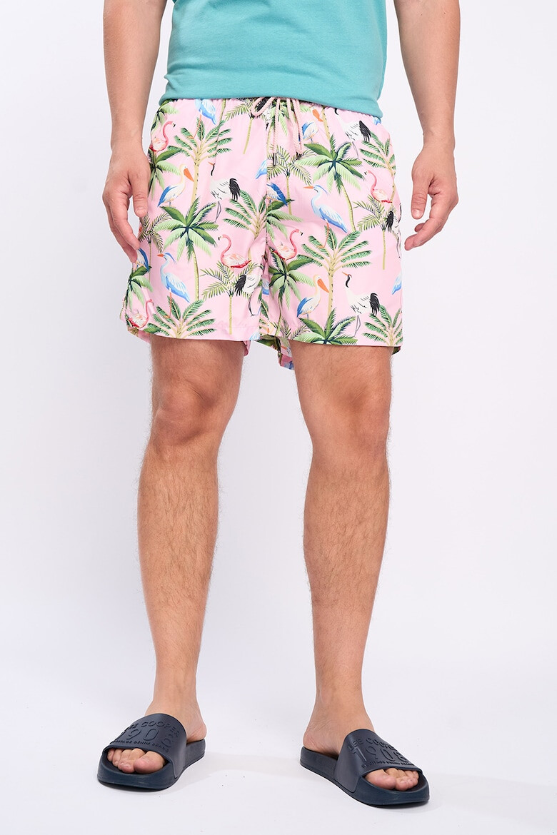 Lee Cooper Pantaloni scurti de baie cu model tropical si talie ajustabila - Pled.ro